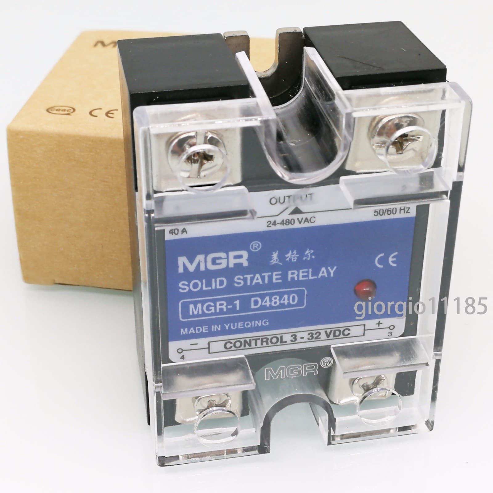 US Stock 40A Solid State Relay SSR DC-AC Input 3-32V DC Load 24-480V ​AC D4840