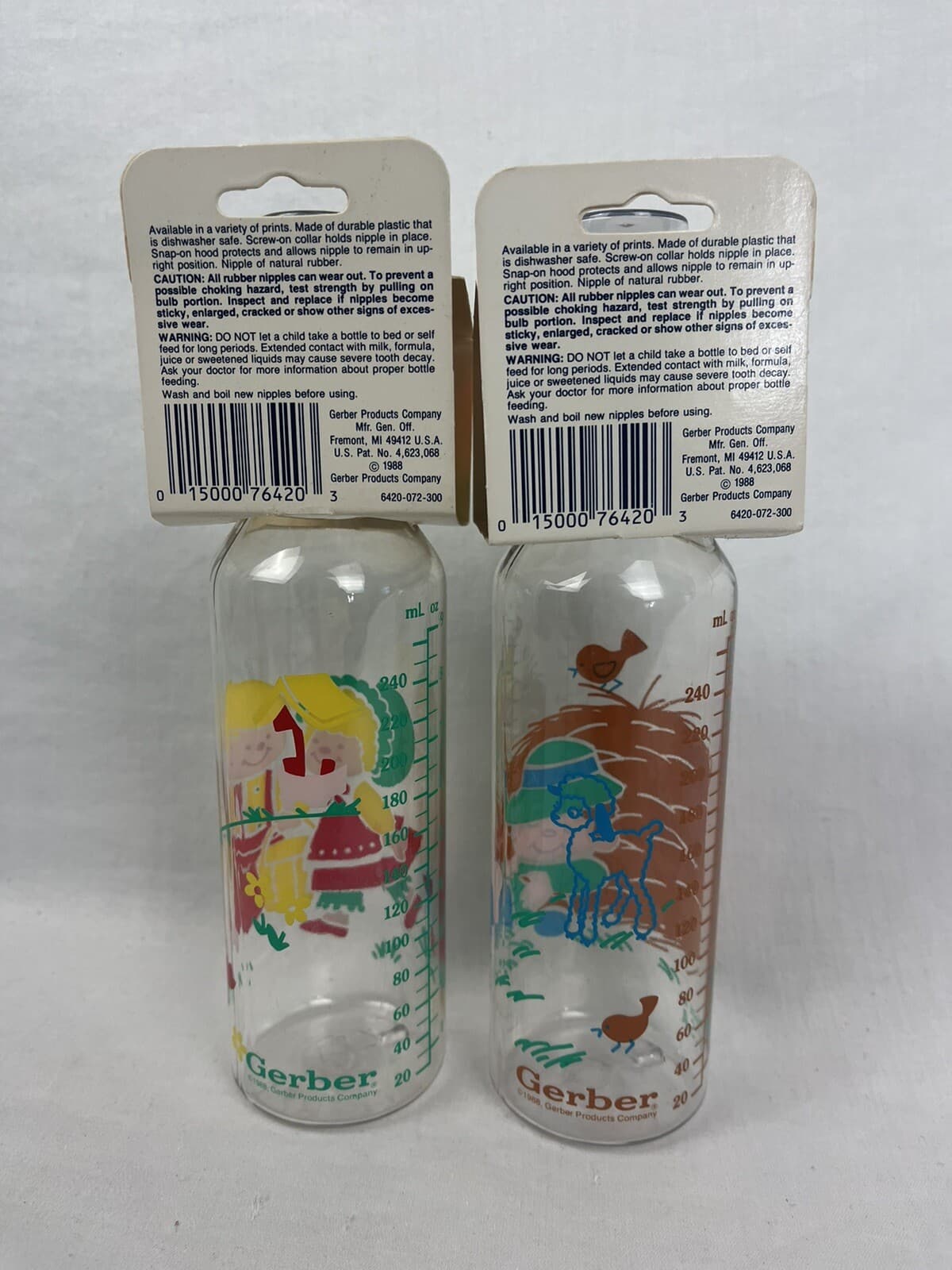 Gerber  1988 JACK & JILL - Little Boy Blue 9oz Vtg  Nursery Rhyme Baby Bottles 3