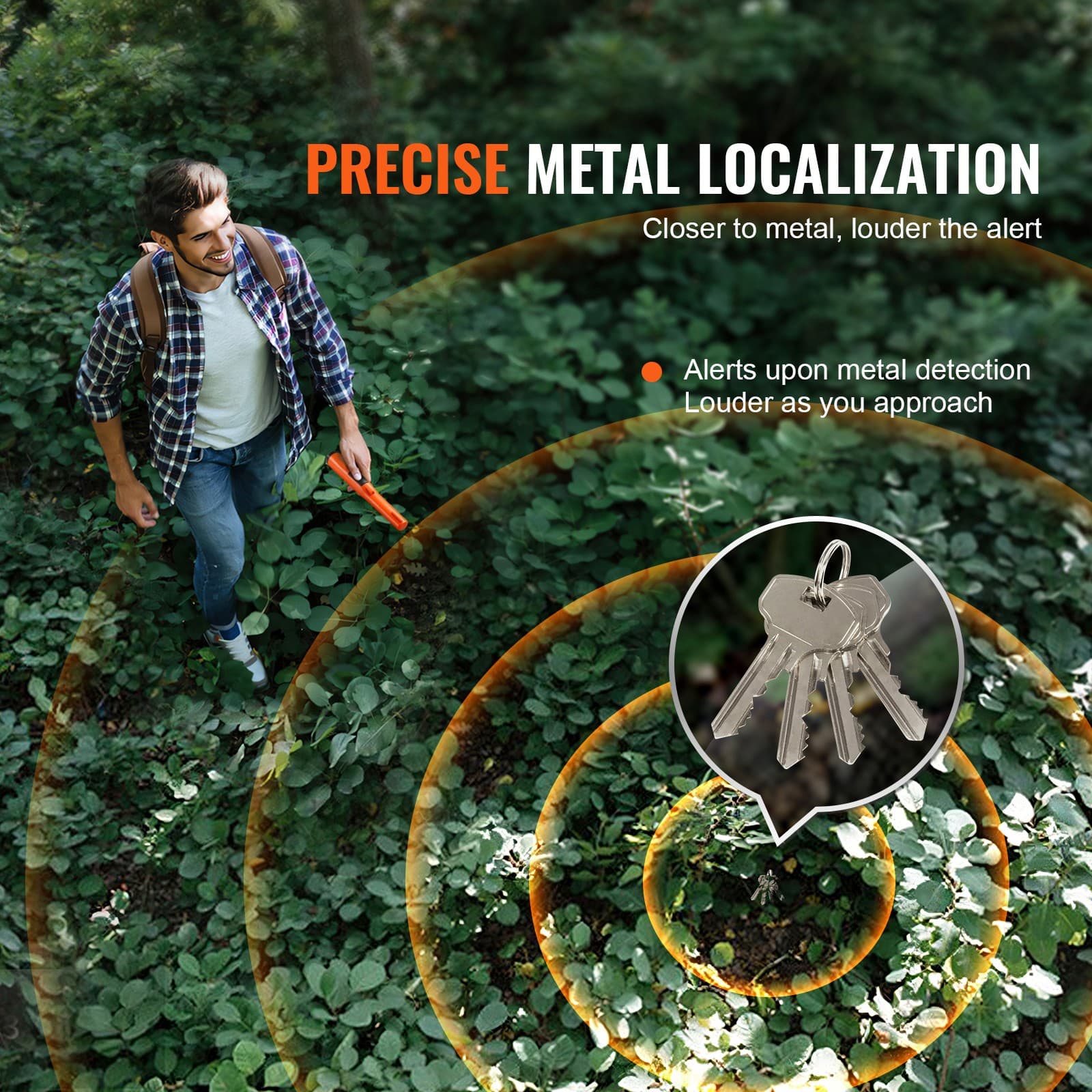 Metal Detector Pinpointer IP68 Waterproof Handheld Detector Wand Probe 5