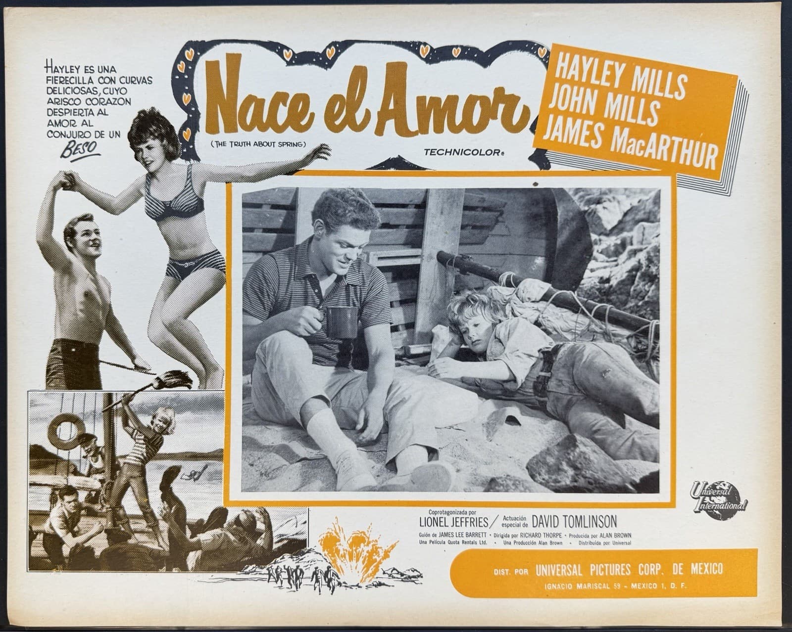 THE TRUTH ABOUT SPRING Hayley Mills John Mills MEXICAN LOBBY CARD SET 1965 6