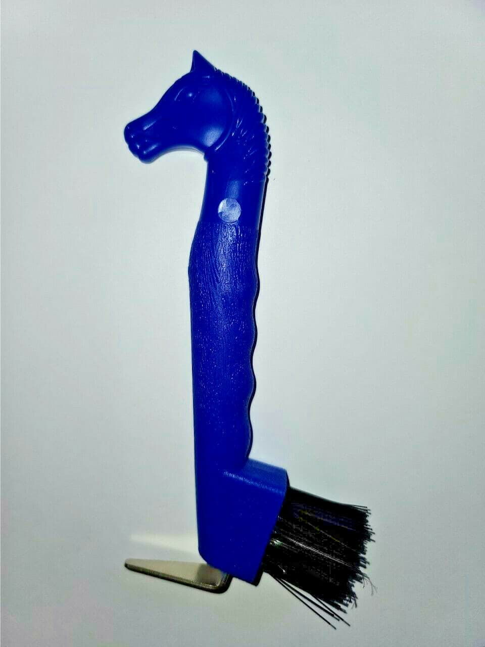 New Blue HORSE HEAD Heavy Duty Plastic Hoof Pick with Cleaning Brush Horse Tack