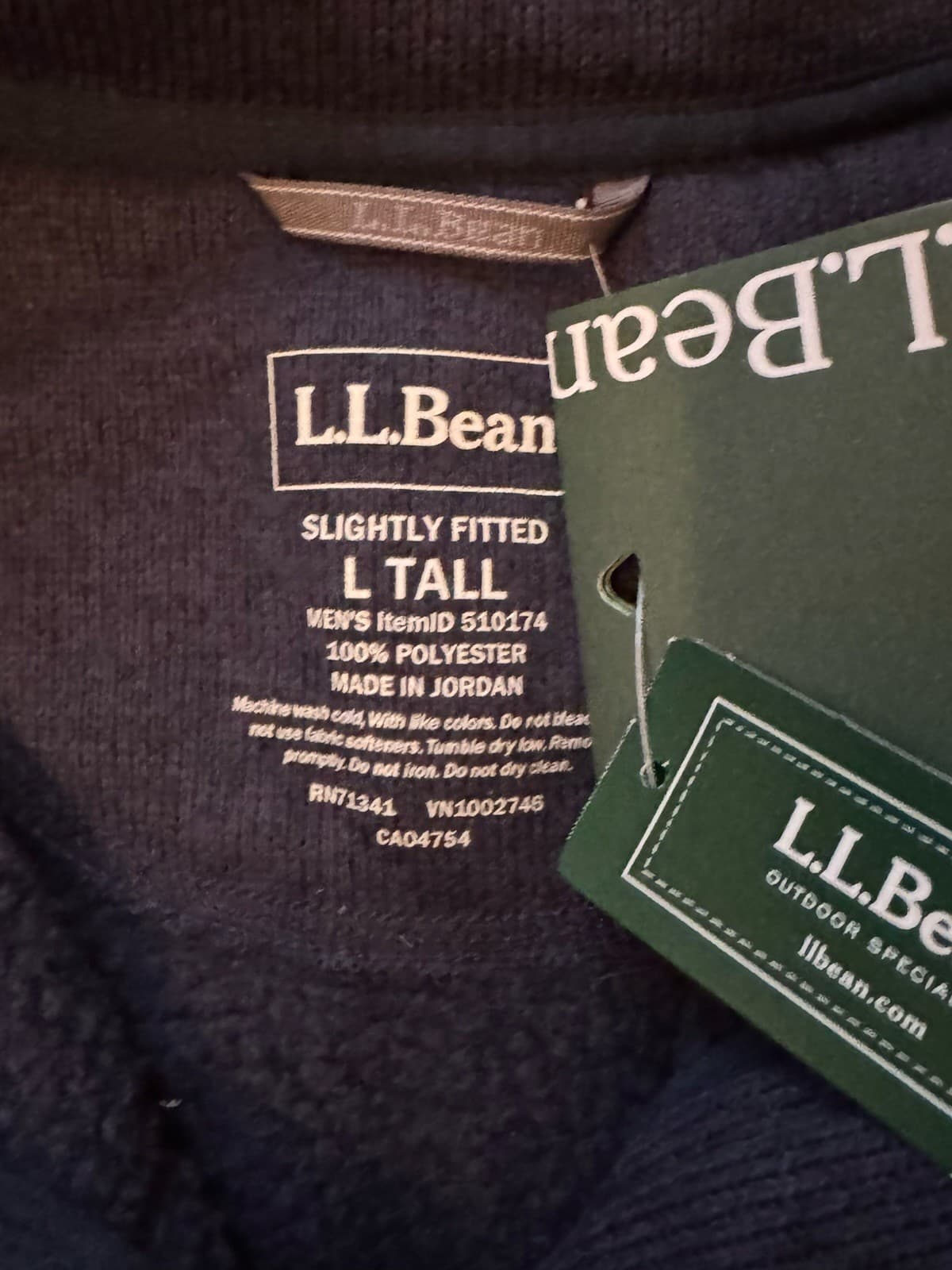 LL Bean Men's Large Tall NWT Sweater Fleece Vest Navy Blue Full Zip Pockets 5