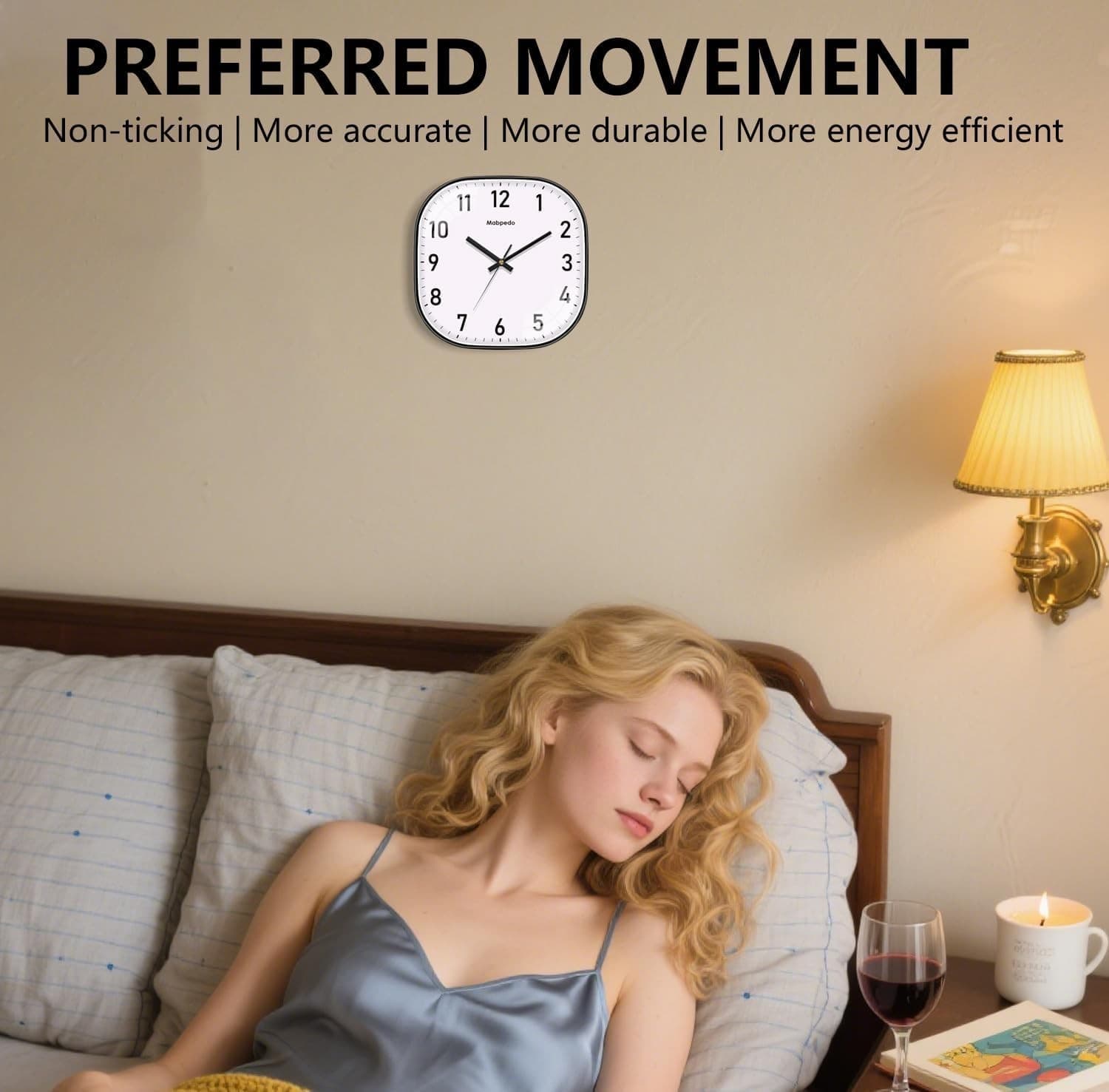 Small Wall Clock 8 Inch Silent Non Ticking Battery Operated Clock, Square Analog 4