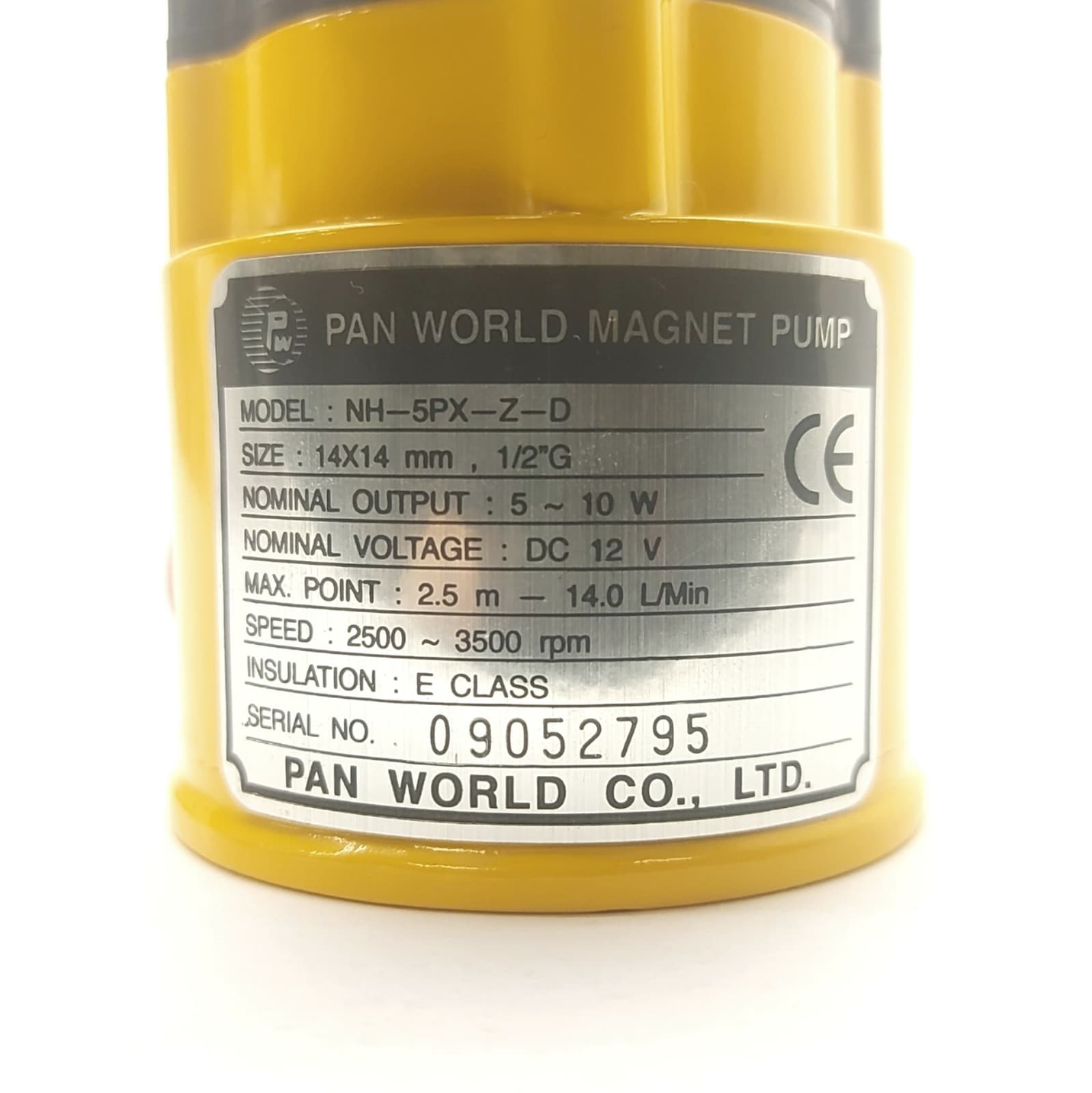 Pan World NH-5PX-Z-D Brushless DC Magnet Pump, 14L/min, 2.5m Head, 1/2"NPT, 12V 2