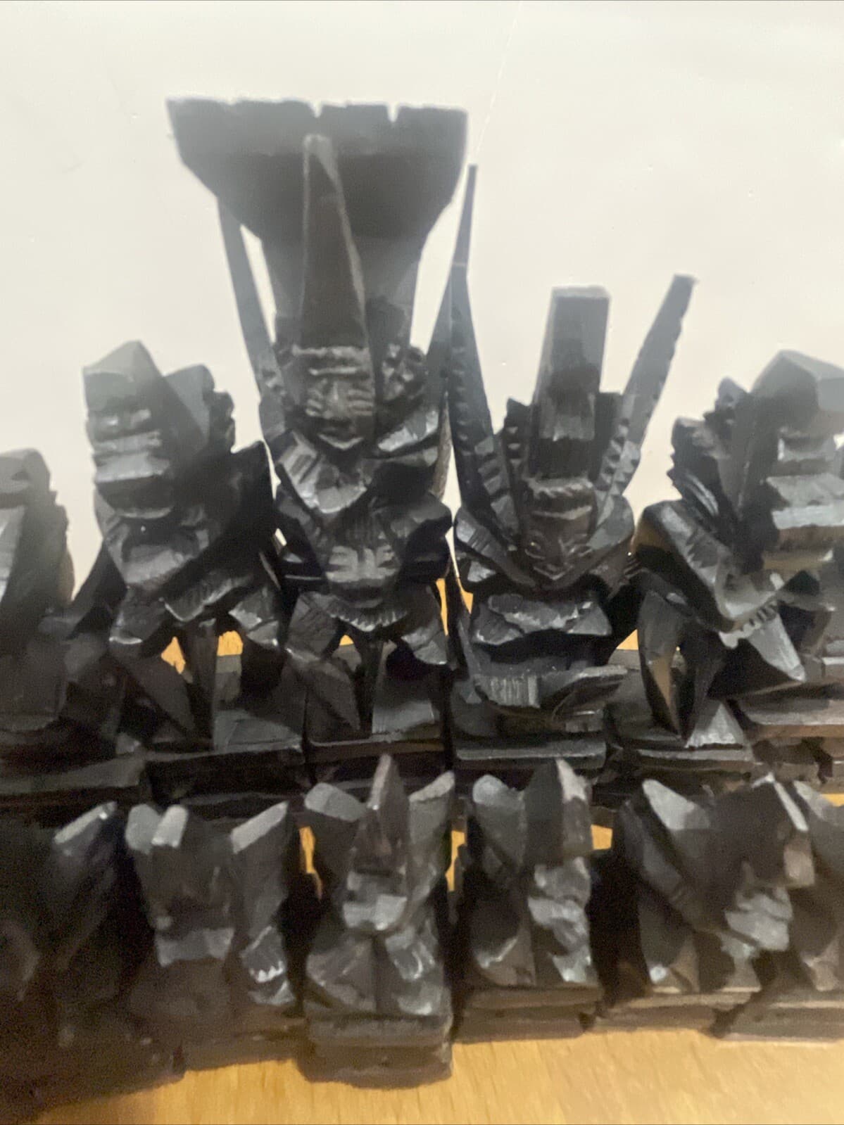 Rare Handcarved Ramayana Garland Chess Set Hindu Bali 5