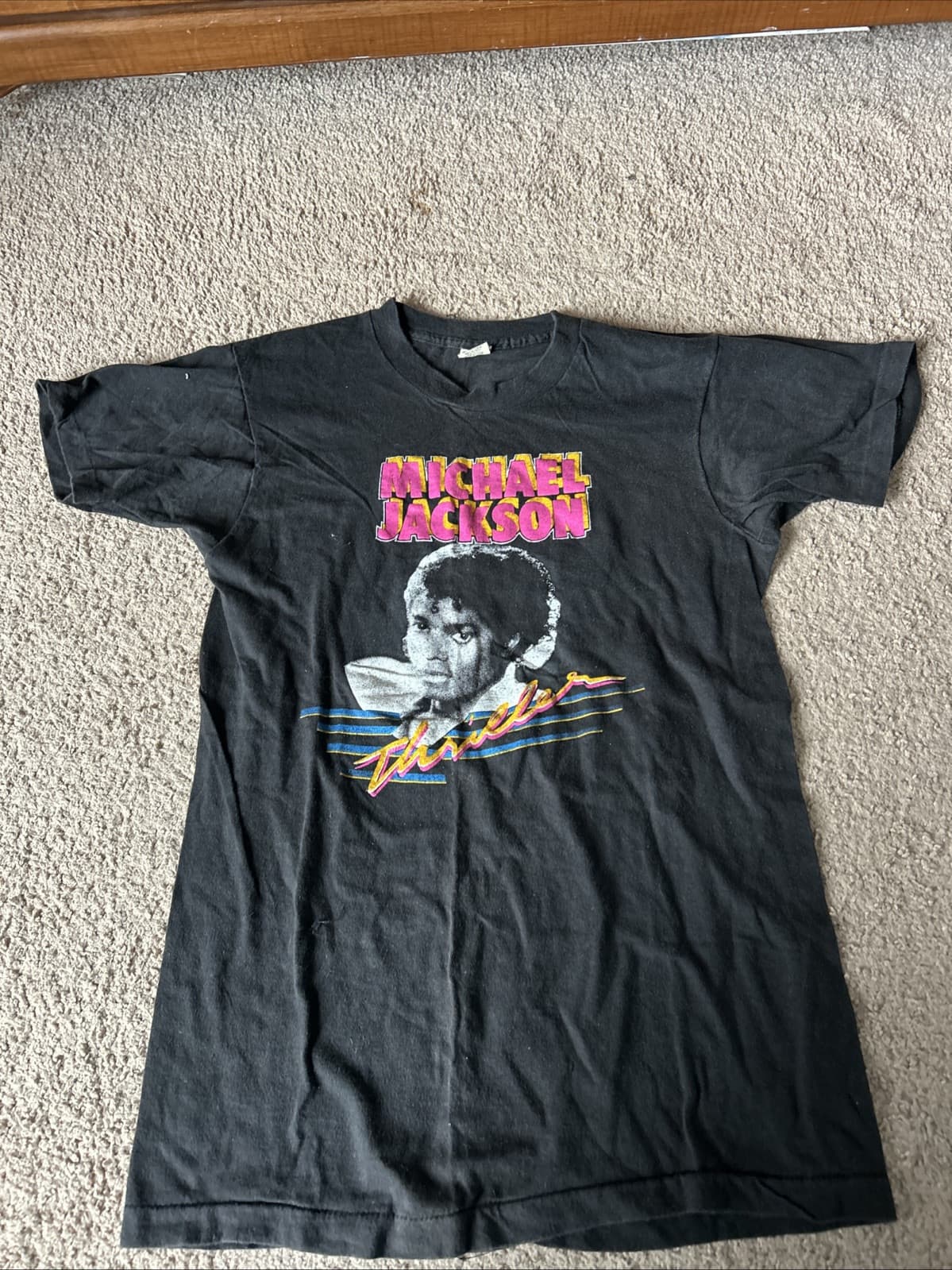Vintage 1980s Michael Jackson Youth T-Shirt M Double Sided Pop Thriller