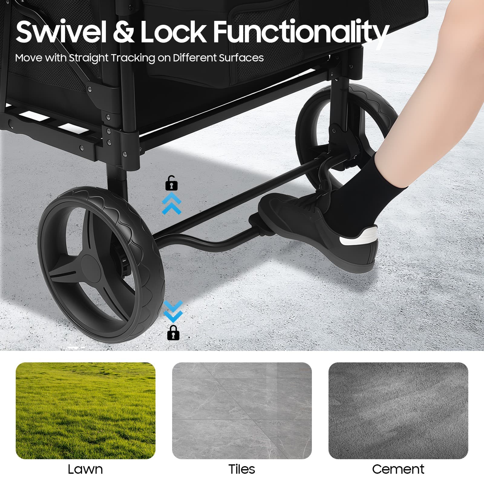 Wagon Stroller for 4 Kids, Toddlers Canopy, Foldable Infant Buggy 5