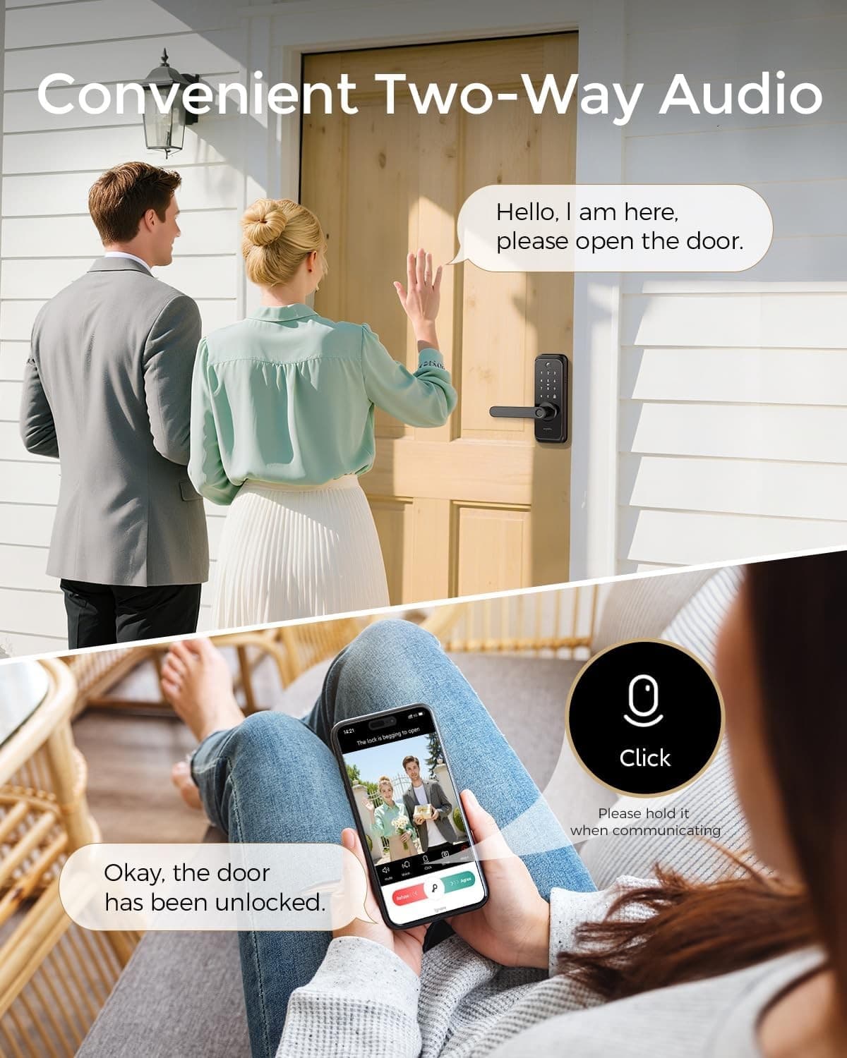LNDU Keyless Smart Door Lock Fingerprint Wi-Fi APP Video Camera 2-Way Audio IP65 6