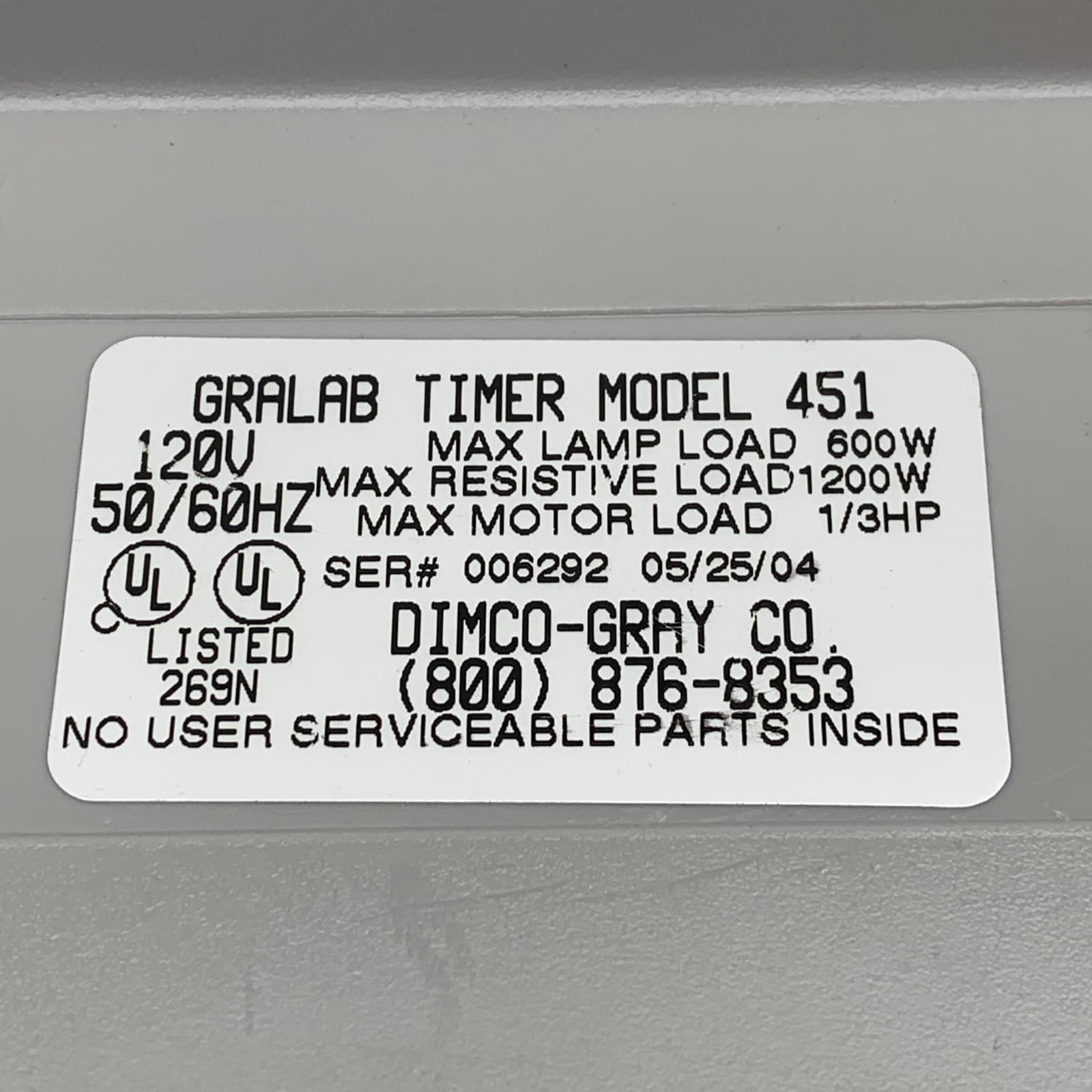 Gralab 451 Lab Darkroom Programmable Digital Timer 99-Minute, 1/10 Second 120V 6