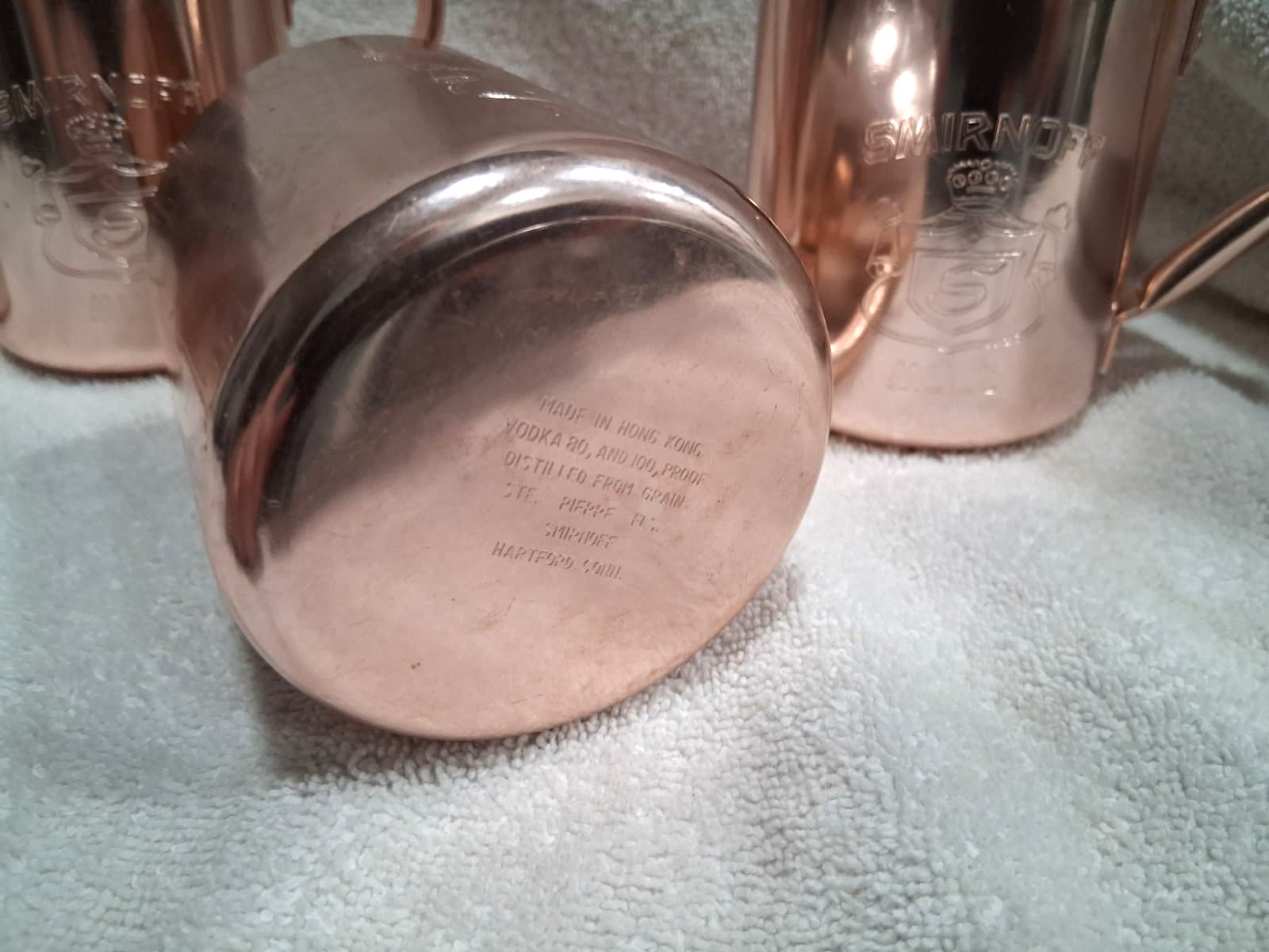 Vintage 1970's 80's Smirnoff Vodka Moscow Mule Cups 10 oz  Copper Mugs Set of 4 4