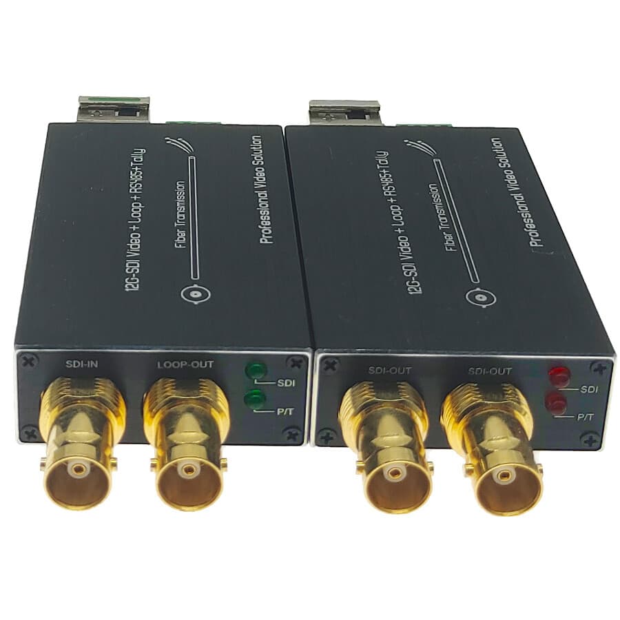 4K UHD 12G SDI Extender LC Fiber Optic Converter RS485 Transmitter Receiver Loop 4