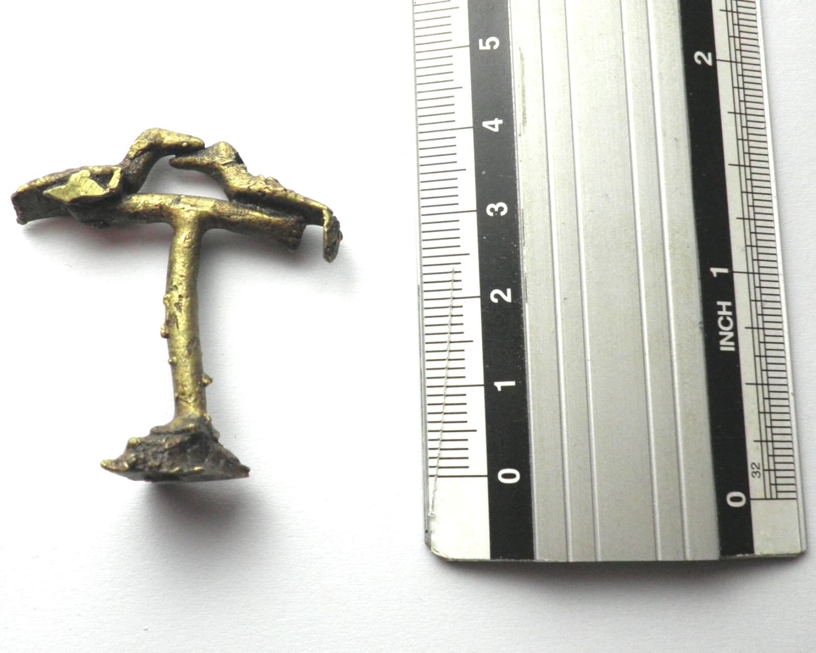 AFRICAN ASHANTI AKAN, TWO BIRDS ON STAND, GOLD WEIGHT 1700-1900 AD Brass 11.6g. 4