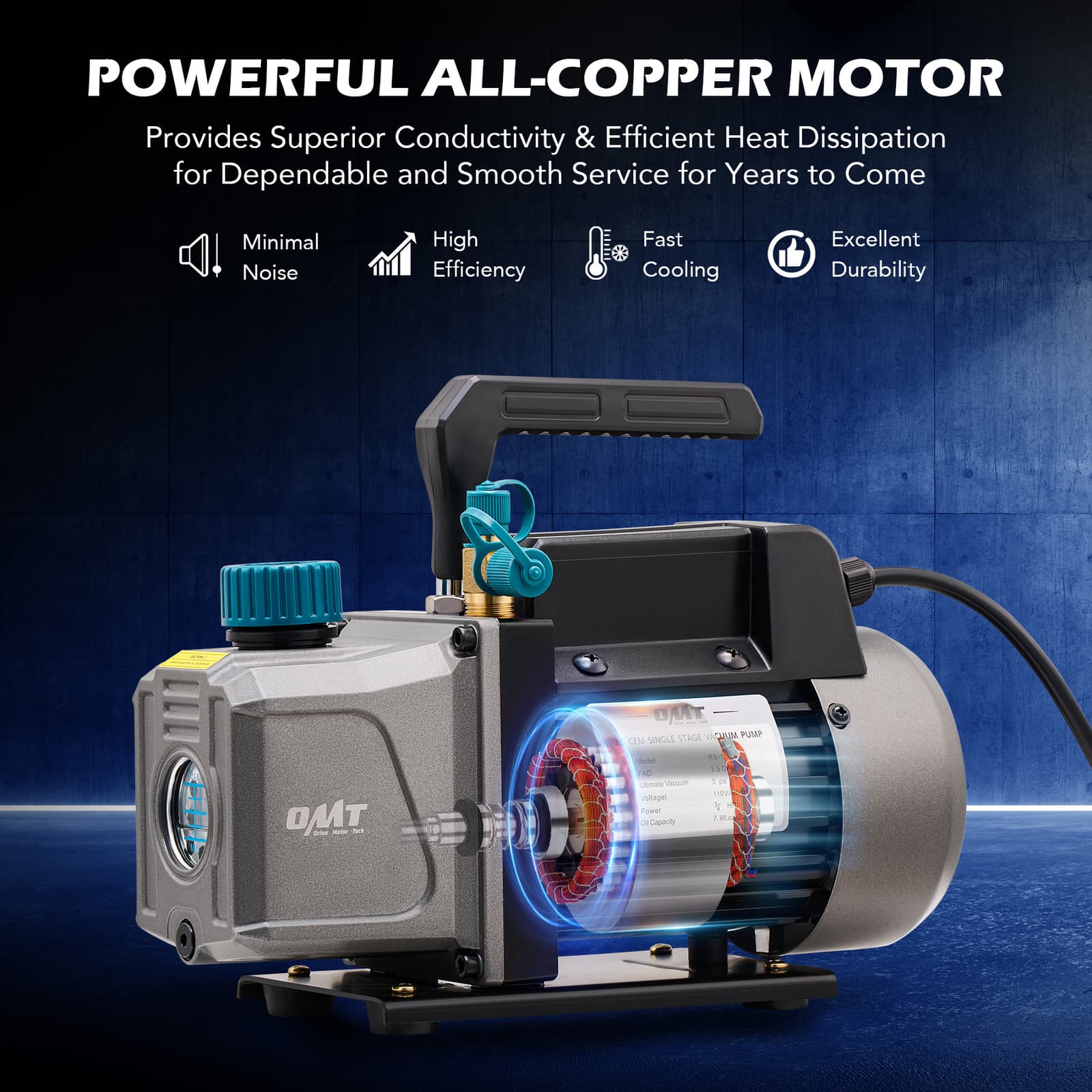 OMT Combo 3.5CFM 1/4 HP Air Vacuum Pump HVAC Refrigeration AC Manifold Gauge Set 5