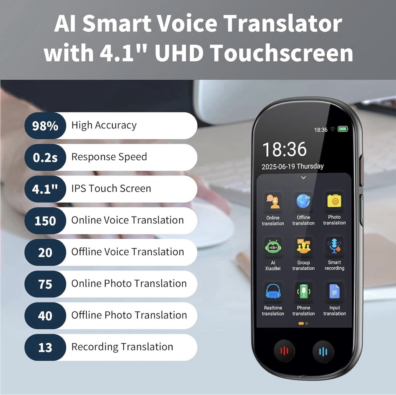 Language Translator Device No WiFi Needed 150+ Languages Instant Two Way Voice 2