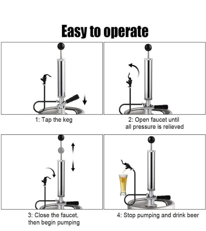 Hilangsan Beer Keg Party Pump 8inch Beer tap Pump Chrome Plated D Coupler system 3