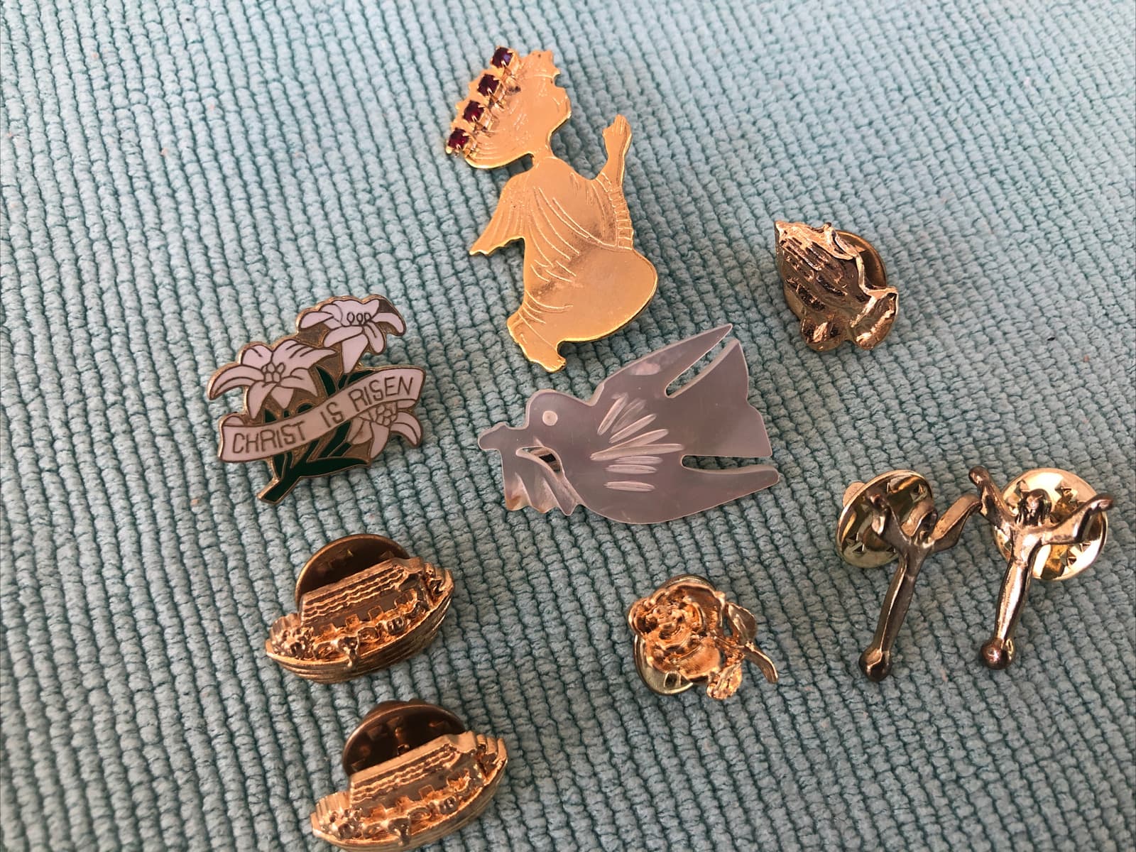 Angel Christian Religious Pin Noah’s Ark Praying Hands Lot 9 Vintage Lapel Pins 2