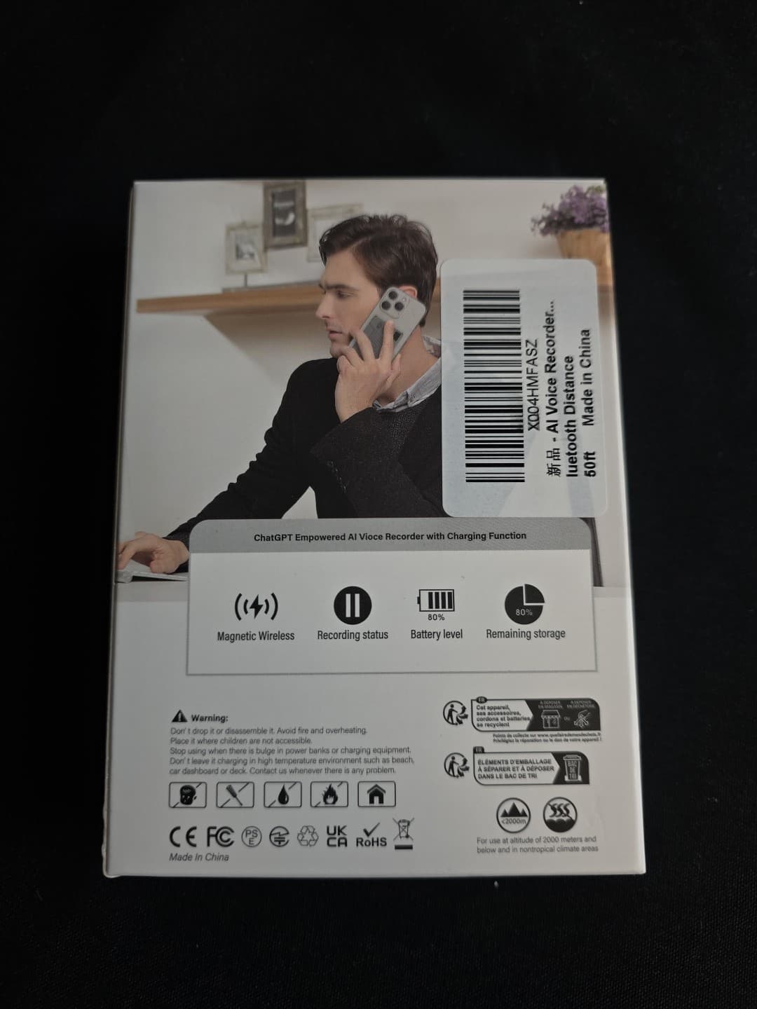 Slim Lightweight Magnetic AI Voice Recorder ChatGPT Empowered 50ft Bluetooth Dis 2