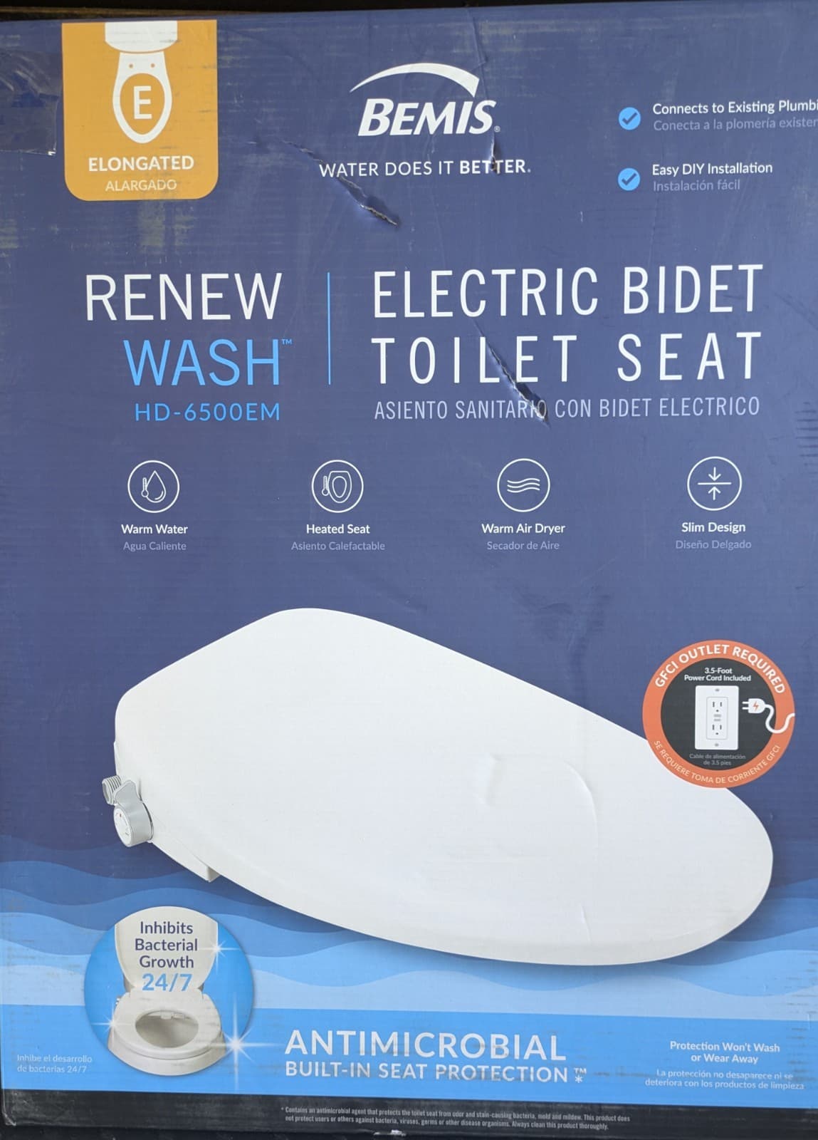 Bemis Renew Wash Electric Bidet Seat Warm Water,Warm Seat,Warm Dryer HD-6500EM 3