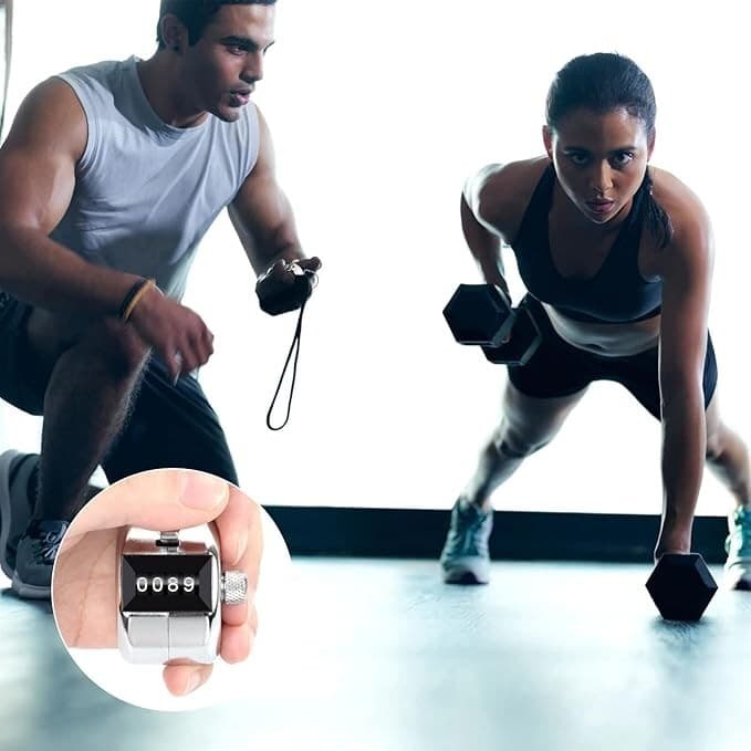 Contador manual de metal de 2 unidades, contador de cuatro dígitos con cordón. 3