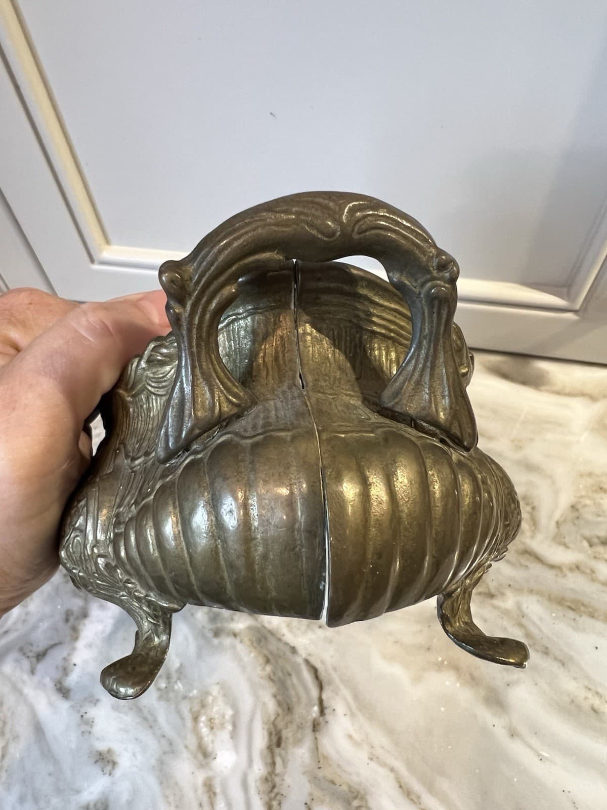 Vintage Solid Brass Italian Style Rococo Footed Jardiniere Planter - So Elegant! 3