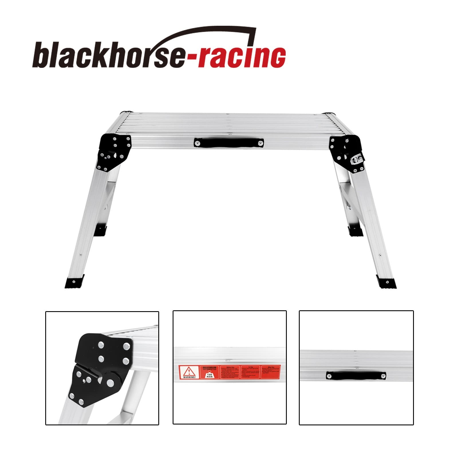 30" Aluminum Folding Work Platform Drywall Ladder 330 lbs Non-slip Bench 4