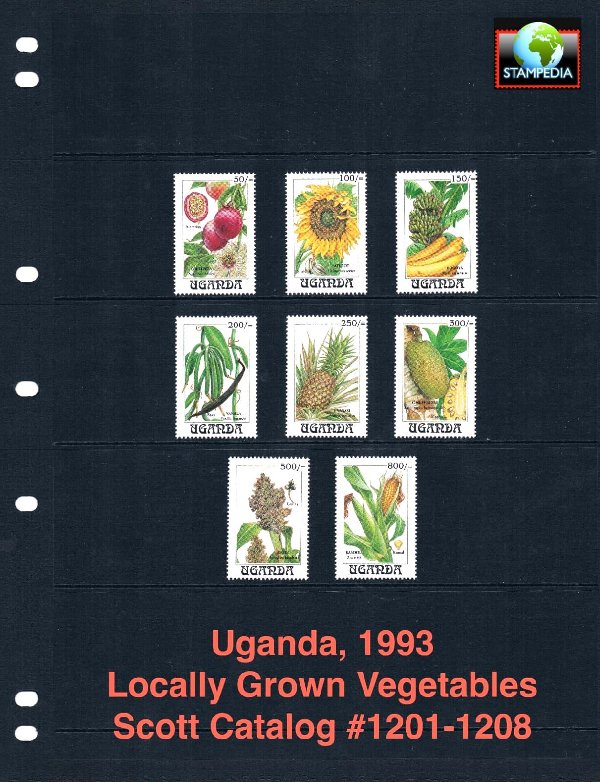 1/3 off $7.50 Scott Value - 1993 UGANDA Vegetables African Maize CV MNH NH UMM