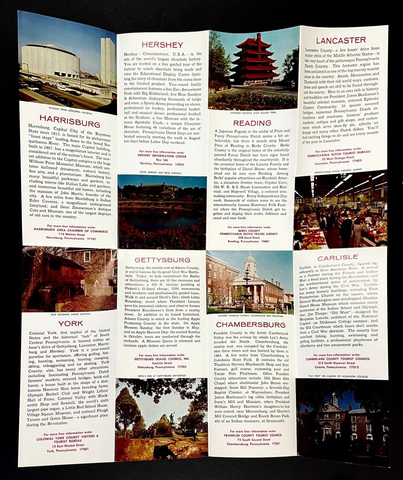 1960s South Central PA Vacationland Carlisle VTG Travel Brochure Tourist Guide 2