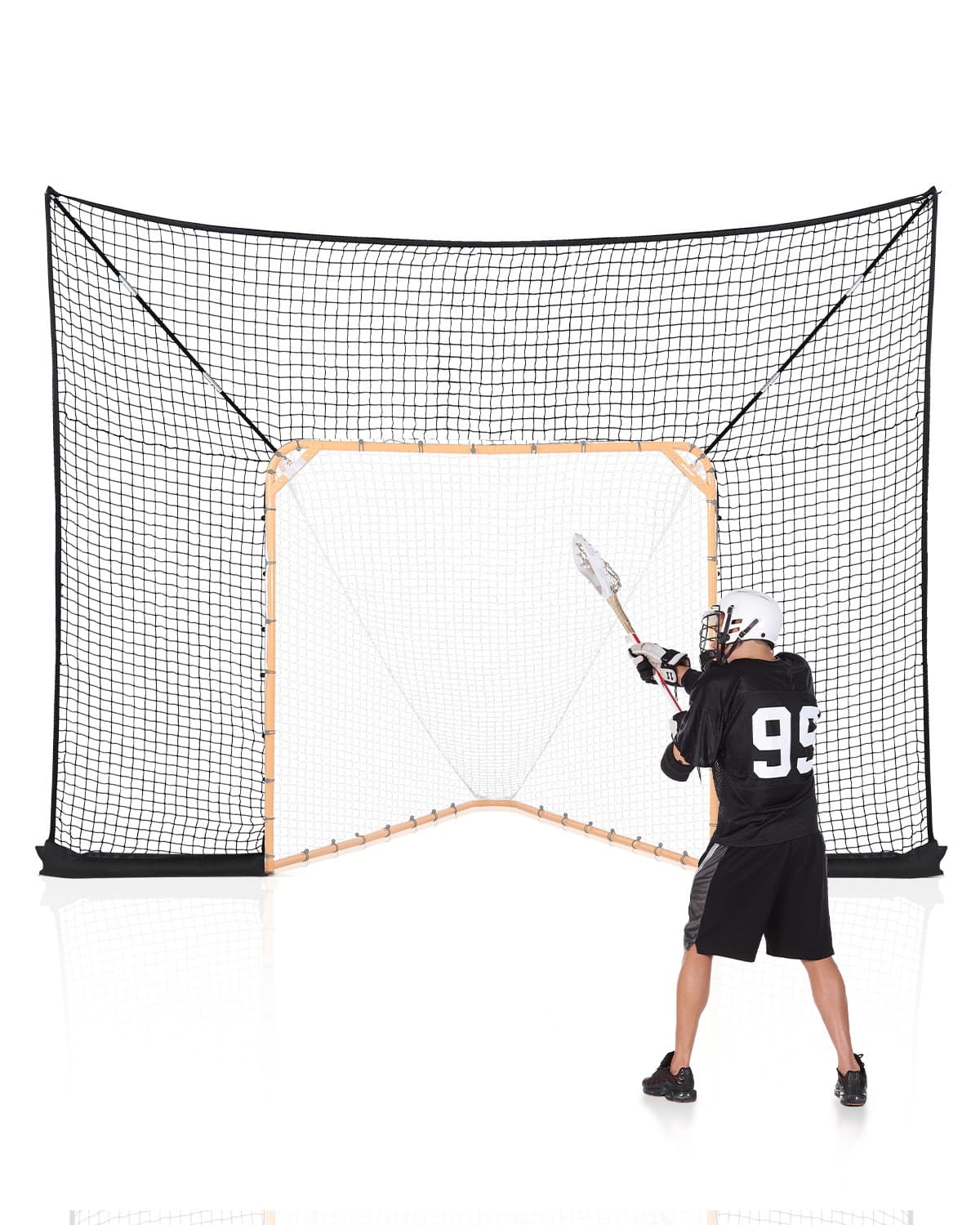 VEVOR 12x9 ft Hockey Lacrosse Goal Backstop Training Net Extended Coverage Net