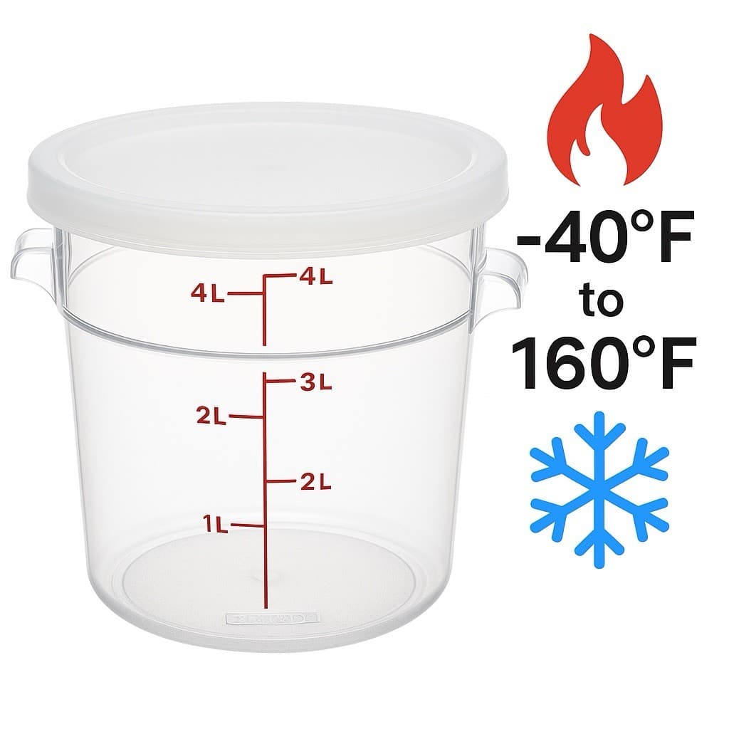 Cambro 4 Qt Round Food Storage Containers w/ Lids 3-Pack BPA-Free 6