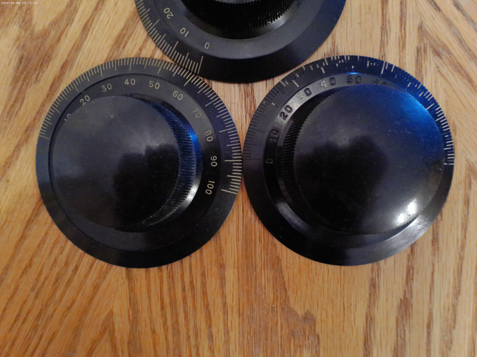 Lot of 3 Vintage Bakelite Radio Dials (3 7/8ths " Dia.) 2