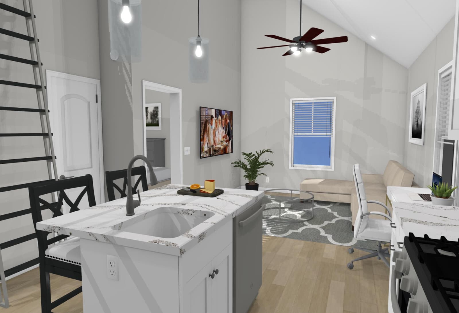 Garage Apartment (ADU) - 1 BR/1BA w/ Loft - Full House Plans, Blueprints #30011B 5