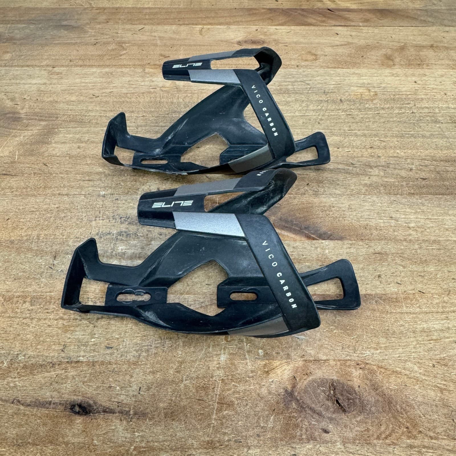 Low Mile! Elite Vico Carbon Pair Black Bike Water Bottle Cages 49g 4