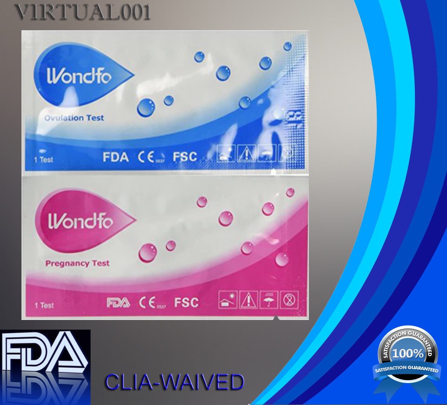 Authentic WONDFO 50 ovulation and 20 pregnancy (50 LH+20 HCG) test strips