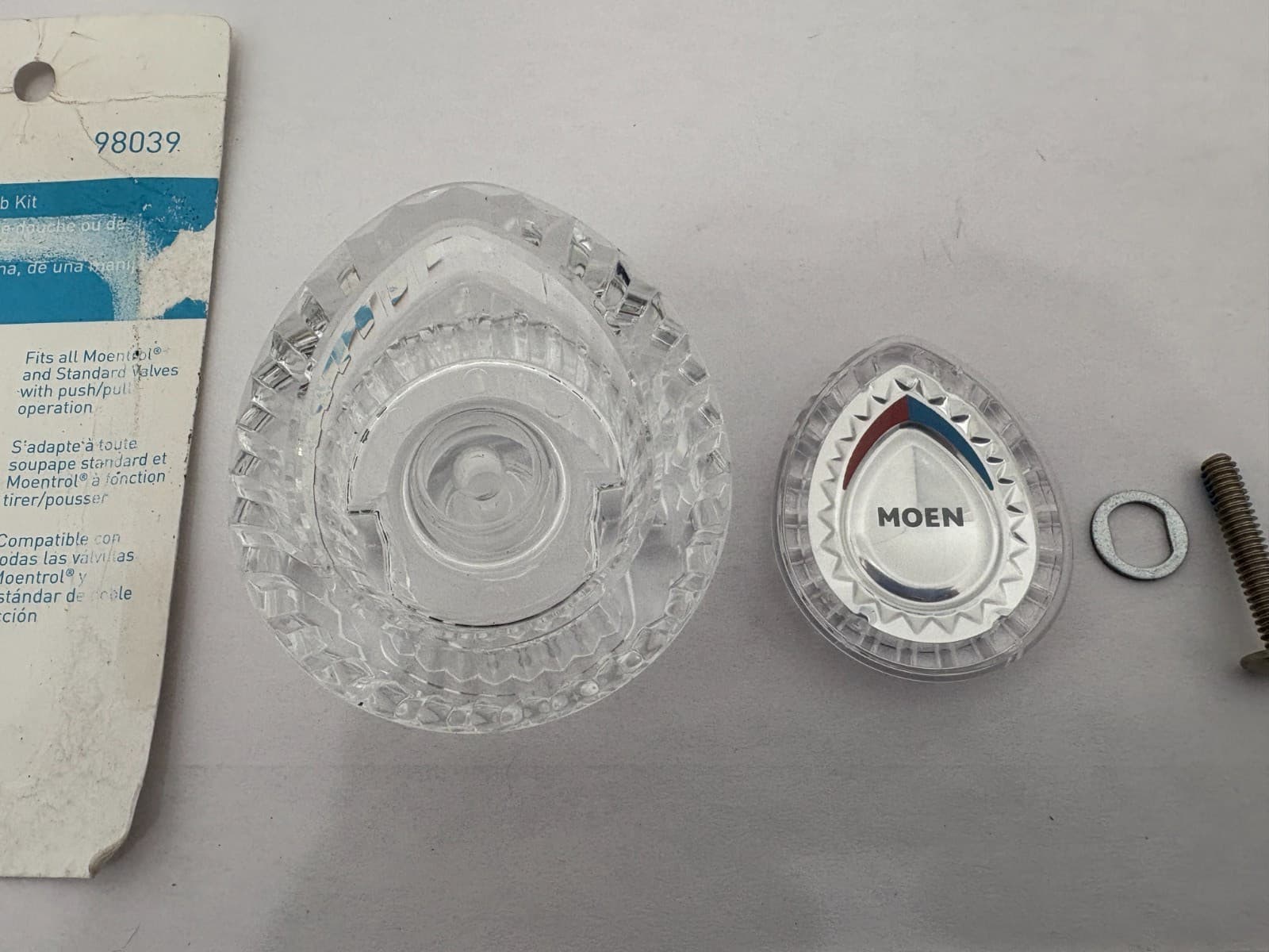 NEW Moen Chateau Teardrop Single Handle Tub/Shower Knob - 98039 (open) - READ!! 2