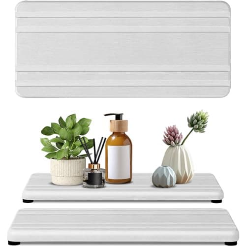 2PCS Water Absorbing Stone Tray,Quick Drying Stone Sink Tray,Water Absorbent  2