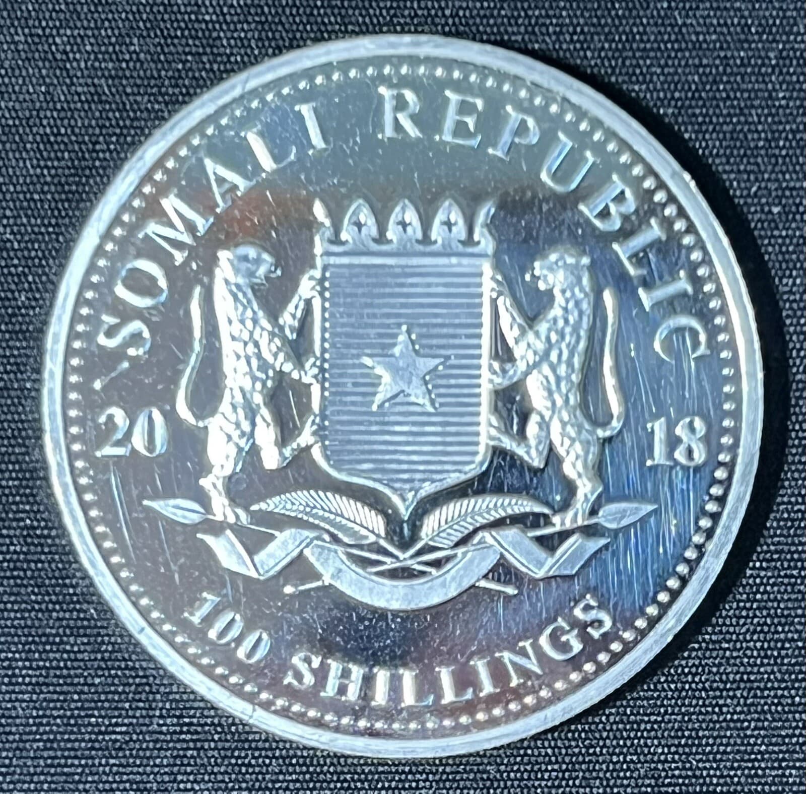 2018 1oz .9999 SILVER SOMALI REPUBLIC African Wildlife Elephant 100 Shillings 2