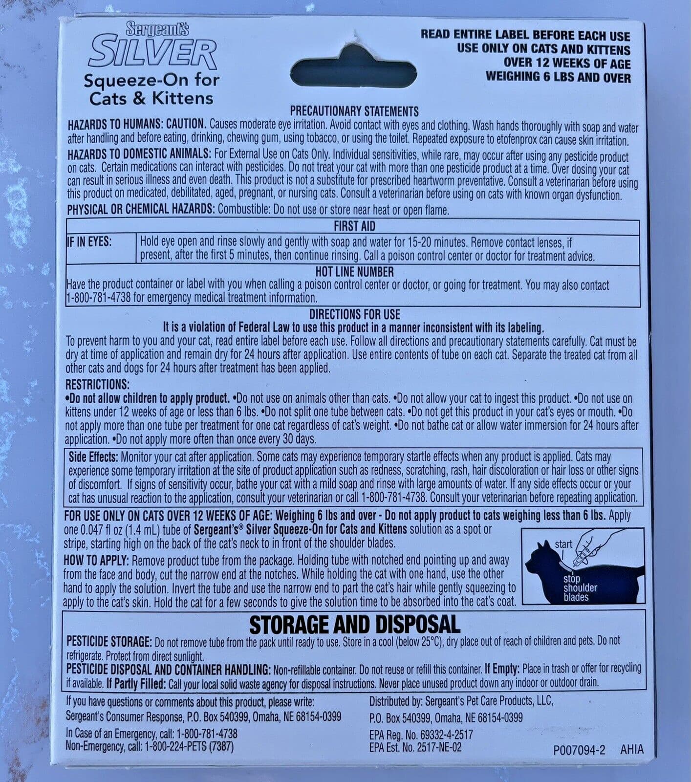 Sergeant's Silver Squeeze on for Cats & Kittens, 6 Lbs & Over 3