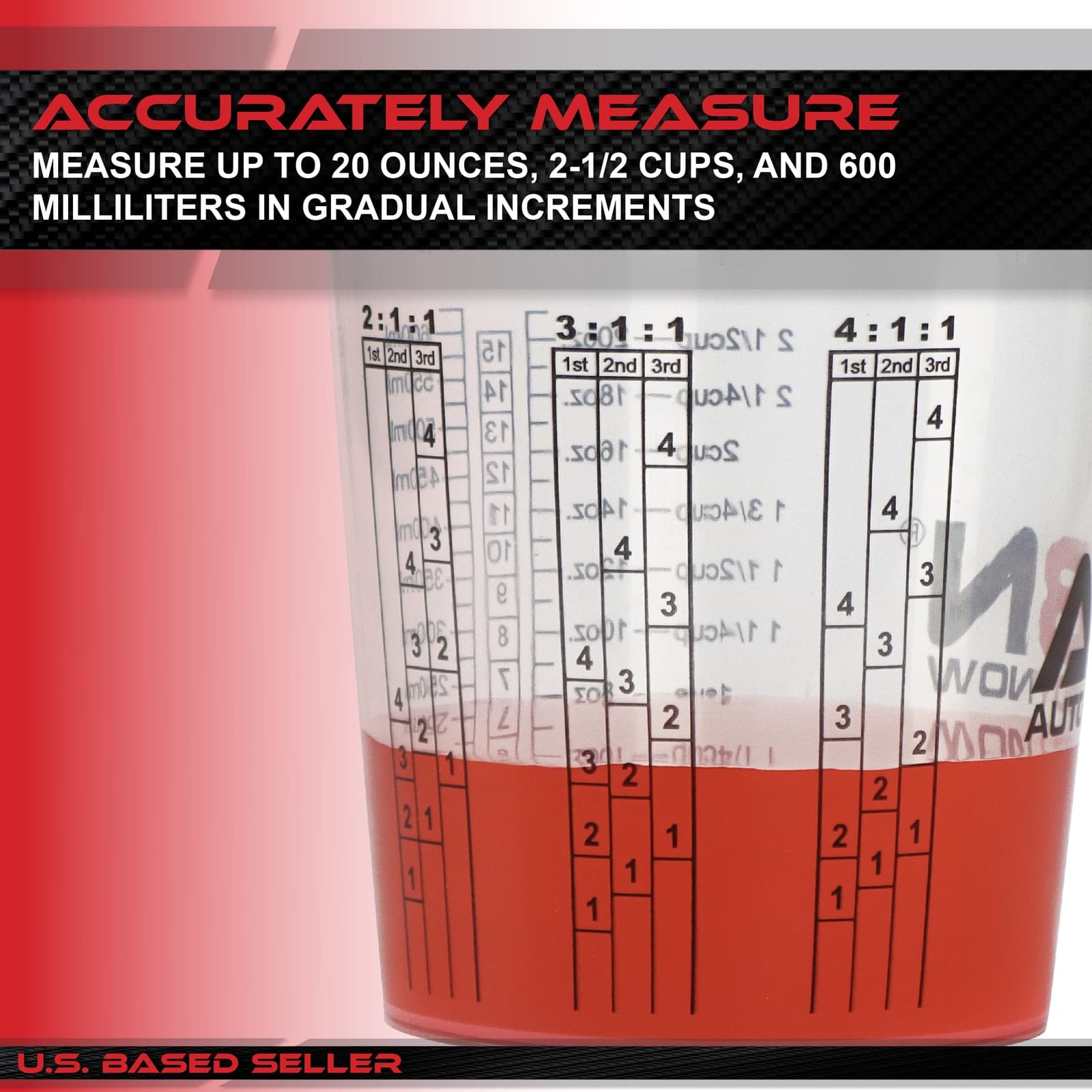 ABN Automotive Paint Mixing Cups - 100 Pack 20oz Plastic Measuring Mixing Cups 3