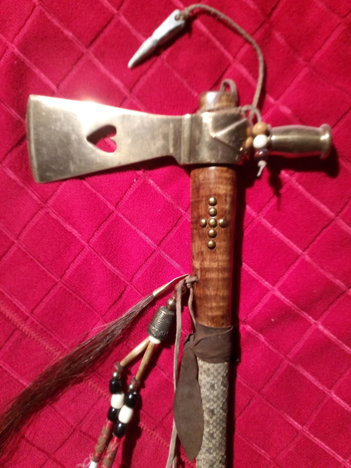 Massive !! 24.5 Inch Long ,Brass Peace Pipe Tomahawk  6