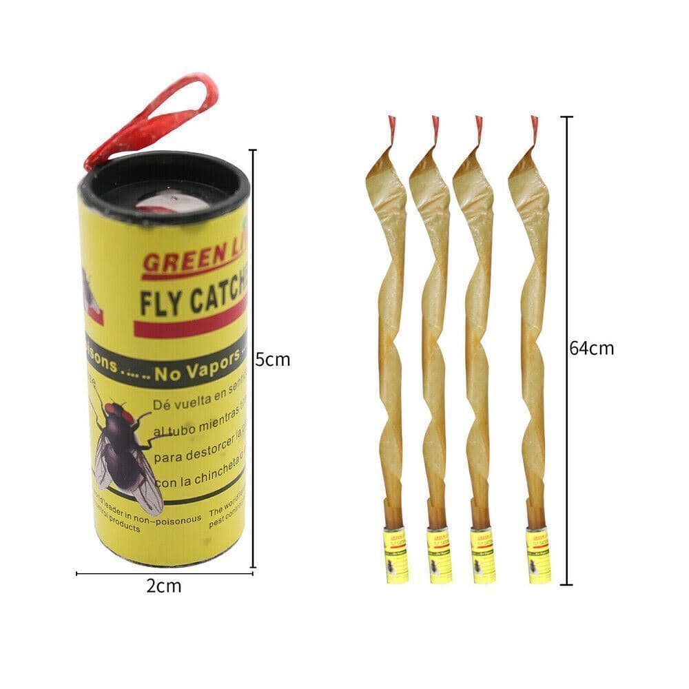 4/16 Rolls Insect Bug Fly Glue Paper Catcher Sticky Flies Trap Ribbon Tape Strip 6