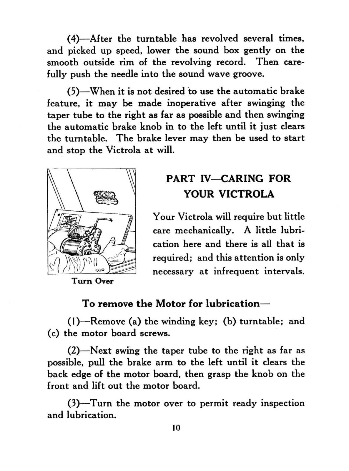 VICTROLA Spring Motor Type Setting-up Operation & Care MANUAL 1924 (15pg) 6