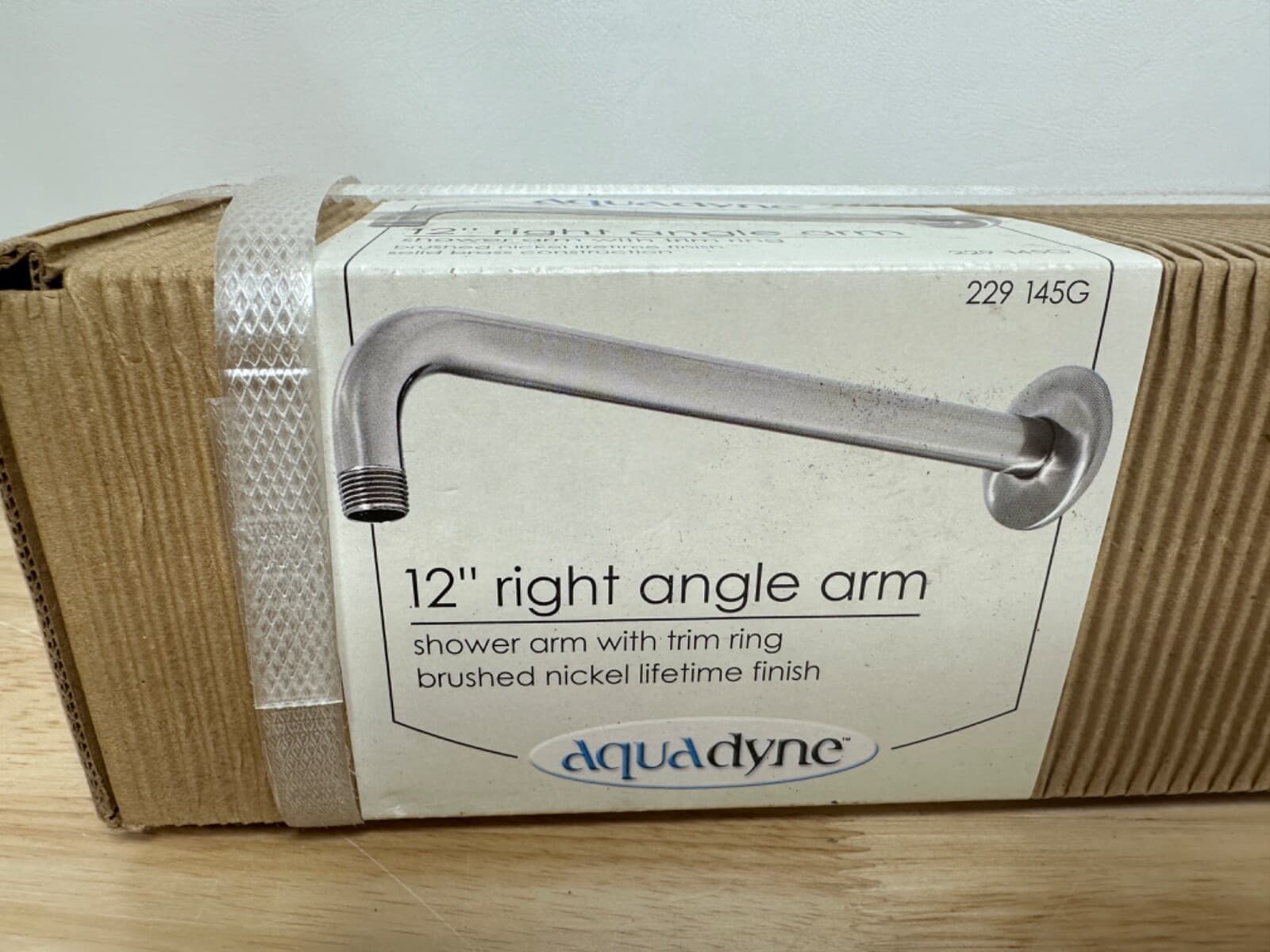 Aqua dyne 229 145G 12 in. Right Angle Shower Arm with Flange in Brushed Nickel 2