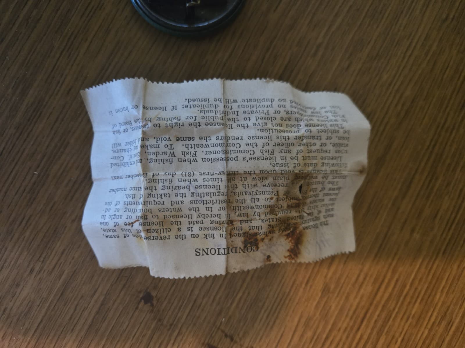 1928 Pennsylvania Resident Citizen's Fishing License Pin Badge Button W/ Paper 5