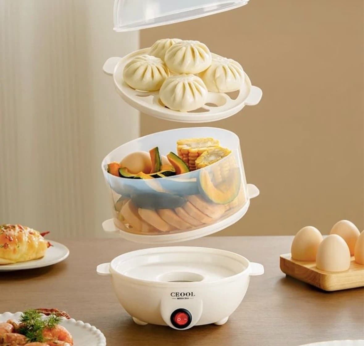 🥚 Double Layer Egg Cooker & Multi-Function Food Steamer 🥦 4