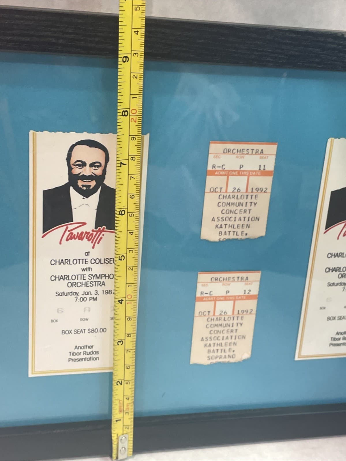 Vintage Framed Used Concert Tickets 1987 Luciano Pavarotti 1992 Kathleen Battle 4
