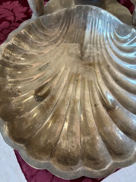 Vintage FB Rogers Silver Co. Chip & Dip Seashell Serving Bowl Candle Holder 3