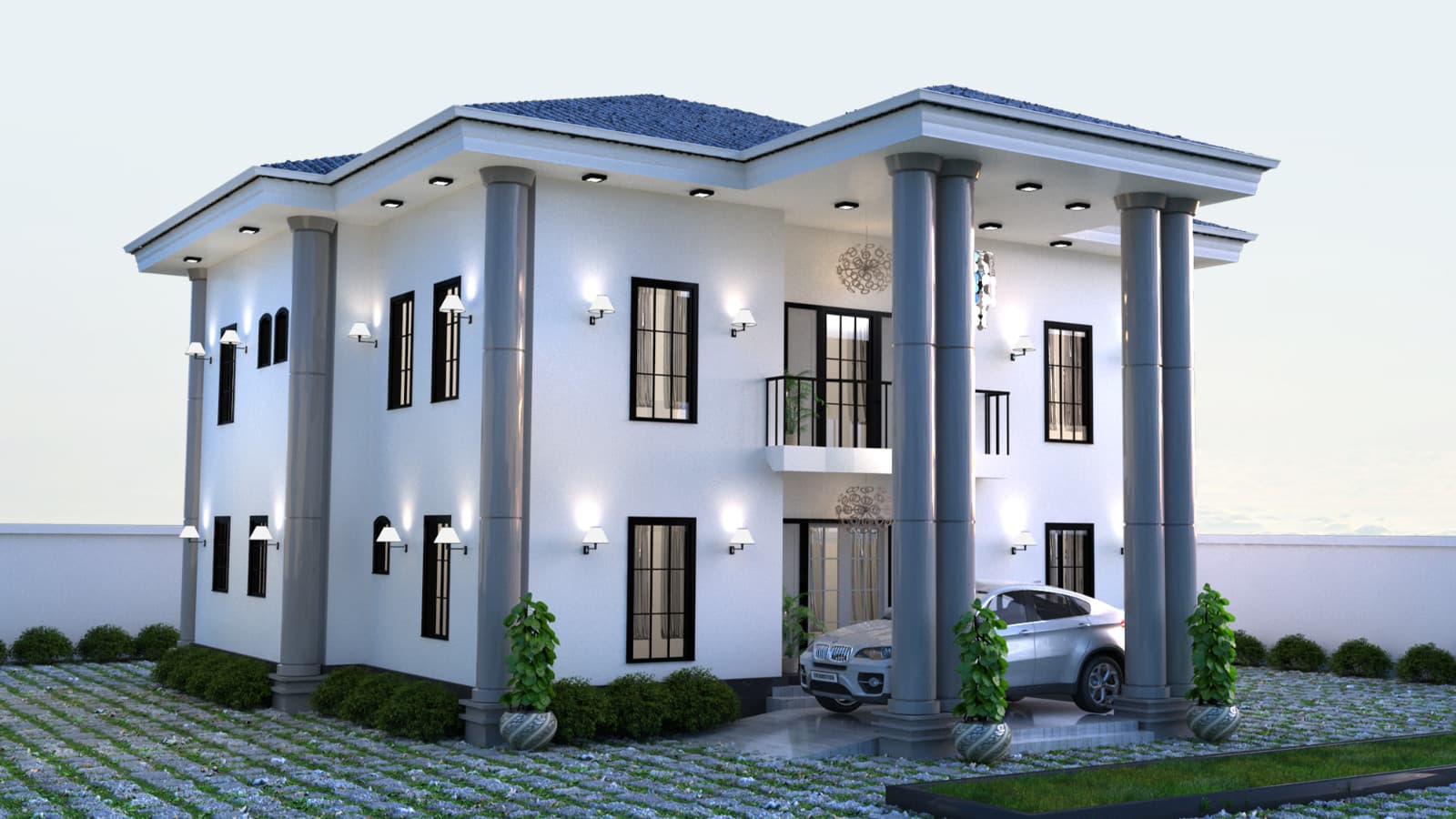 Custom modern TWO-STORY house plan 4 bedroom & 5 Bathroom with CAD file 2