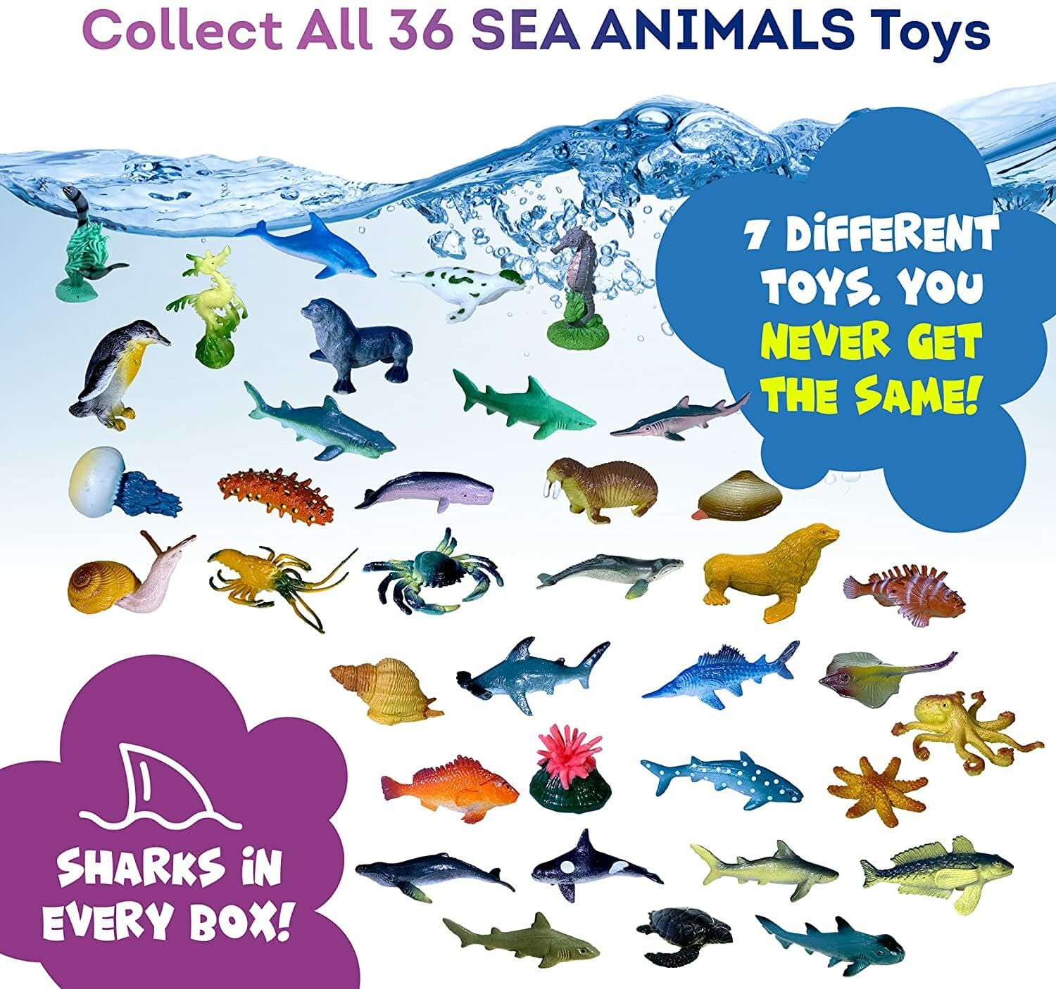 6 Bath Bombs Gift Set for Kids SEA ANIMALS Toys inside -All Natural Ingredients 2