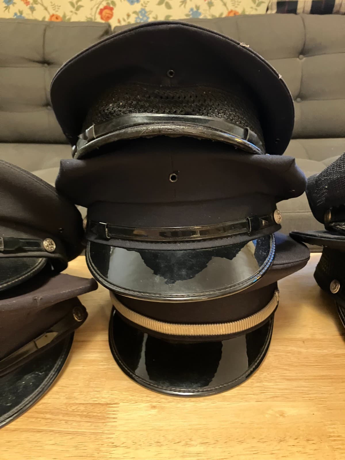 Lot of 9 Vintage Firefighter Uniform Dress Hats, USA Fireman, play props 4