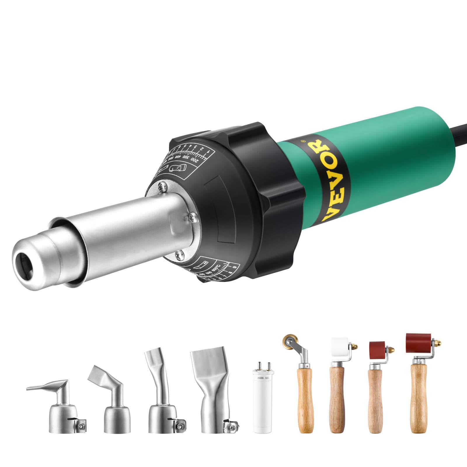 VEVOR Hot Air Plastic Welder 1600W PVC TPO Vinyl Heat Gun Torch & 9 Accessories